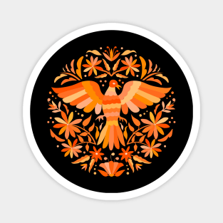 Flying Bird - Mexican Otomí Design in Orange Shades by Akbaly Magnet